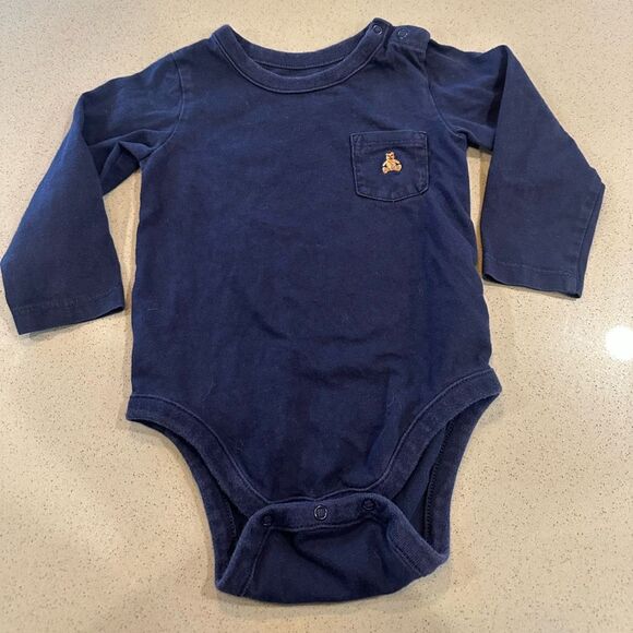 Baby Gap Boy set: Navy blue long sleeve onesie & Sherpa long pants size 12-18 m - Picture 2 of 8